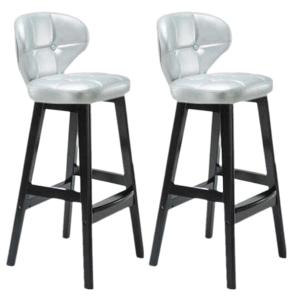 Modern Armless Backrest Counter Stool Wood Study Bar Stool with Leather Cushion and Pedal