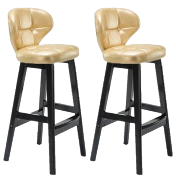 Modern Armless Backrest Counter Stool Wood Study Bar Stool with Leather Cushion and Pedal