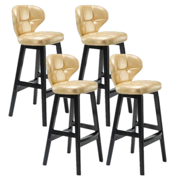 Modern Armless Backrest Counter Stool Wood Study Bar Stool with Leather Cushion and Pedal