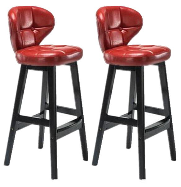 Modern Armless Backrest Counter Stool Wood Study Bar Stool with Leather Cushion and Pedal