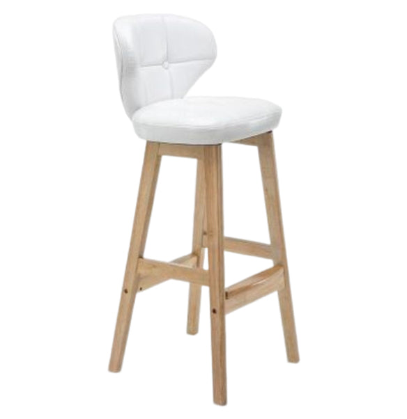 Modern Armless Backrest Counter Stool Wood Study Bar Stool with Leather Cushion and Pedal