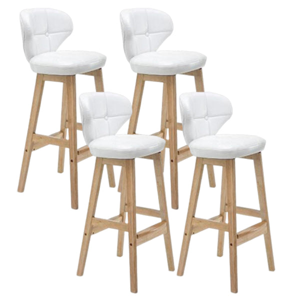 Modern Armless Backrest Counter Stool Wood Study Bar Stool with Leather Cushion and Pedal
