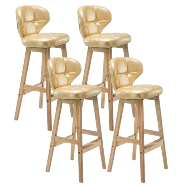 Modern Armless Backrest Counter Stool Wood Study Bar Stool with Leather Cushion and Pedal