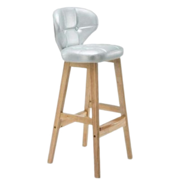 Modern Armless Backrest Counter Stool Wood Study Bar Stool with Leather Cushion and Pedal