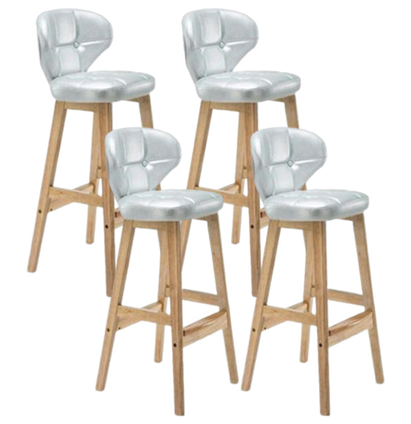 Modern Armless Backrest Counter Stool Wood Study Bar Stool with Leather Cushion and Pedal