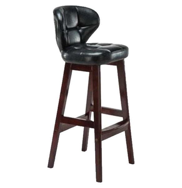 Modern Armless Backrest Counter Stool Wood Study Bar Stool with Leather Cushion and Pedal