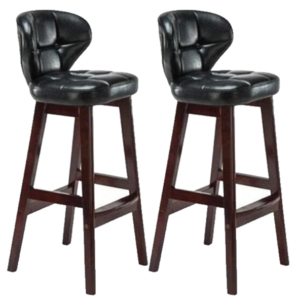 Modern Armless Backrest Counter Stool Wood Study Bar Stool with Leather Cushion and Pedal