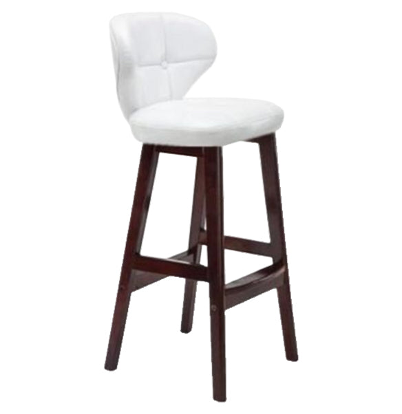 Modern Armless Backrest Counter Stool Wood Study Bar Stool with Leather Cushion and Pedal