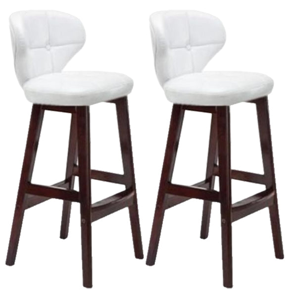 Modern Armless Backrest Counter Stool Wood Study Bar Stool with Leather Cushion and Pedal