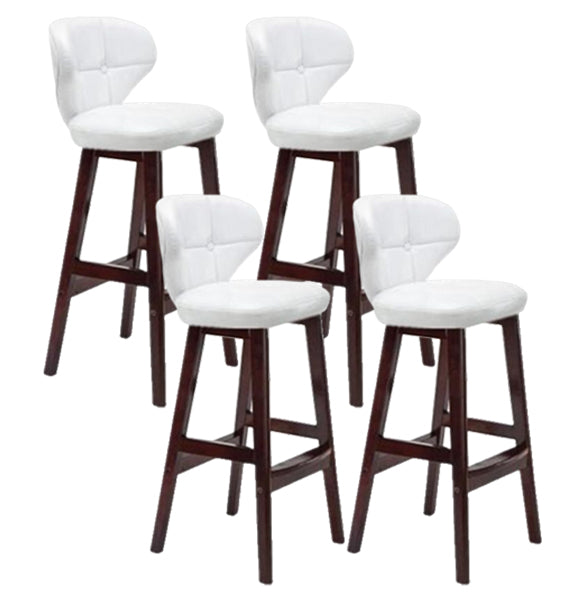 Modern Armless Backrest Counter Stool Wood Study Bar Stool with Leather Cushion and Pedal