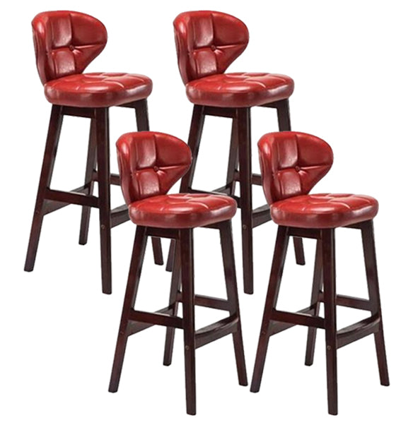 Modern Armless Backrest Counter Stool Wood Study Bar Stool with Leather Cushion and Pedal