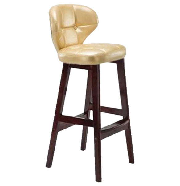 Modern Armless Backrest Counter Stool Wood Study Bar Stool with Leather Cushion and Pedal