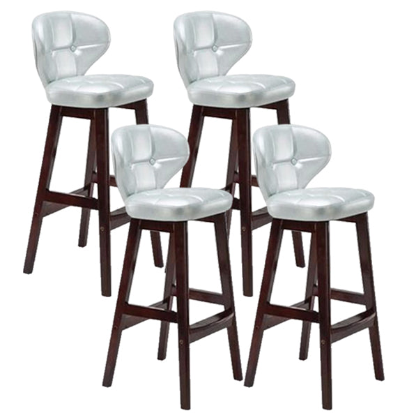 Modern Armless Backrest Counter Stool Wood Study Bar Stool with Leather Cushion and Pedal