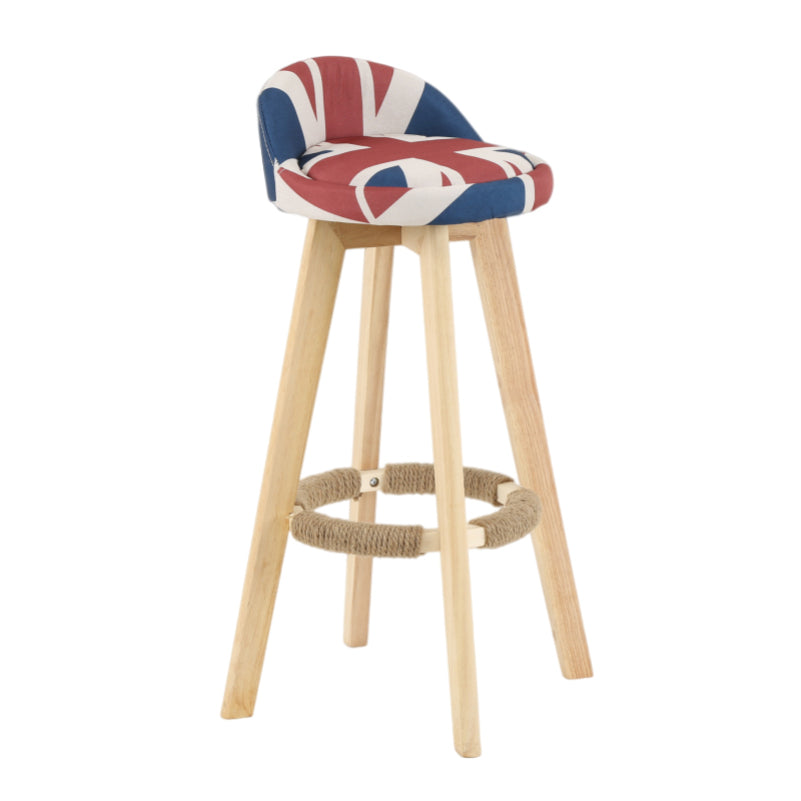 Moderner Tresenhocker ohne Armlehnen, Holz-Wohnzimmer-Barhocker mit Kissen und Pedal