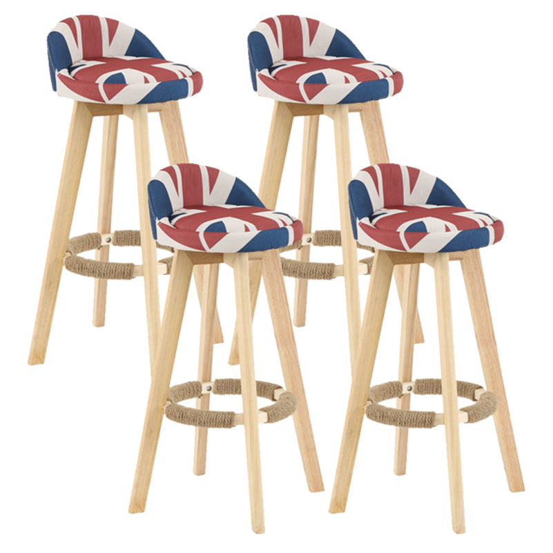 Taburete moderno sin brazos para mostrador, taburete de bar de madera para sala de estar con cojín y pedal
