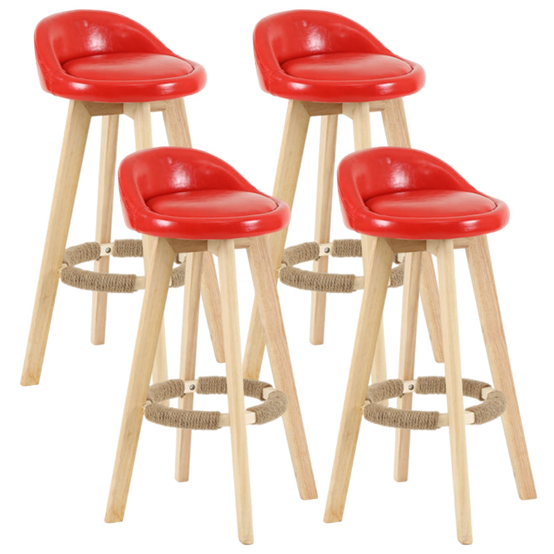 Taburete moderno sin brazos para mostrador, taburete de bar de madera para sala de estar con cojín y pedal