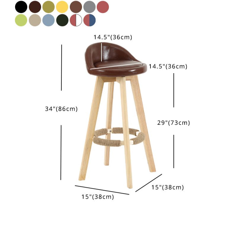 Taburete moderno sin brazos para mostrador, taburete de bar de madera para sala de estar con cojín y pedal