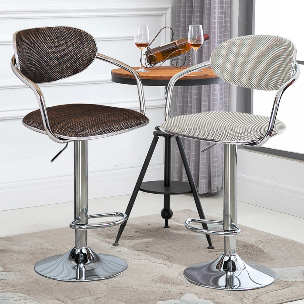 Modern Metal Low Back Bar Stool Armed Adjustable Swivel Bucket Counter Stool