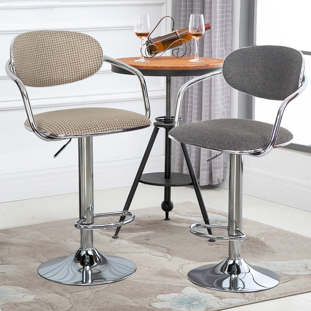 Modern Metal Low Back Bar Stool Armed Adjustable Swivel Bucket Counter Stool