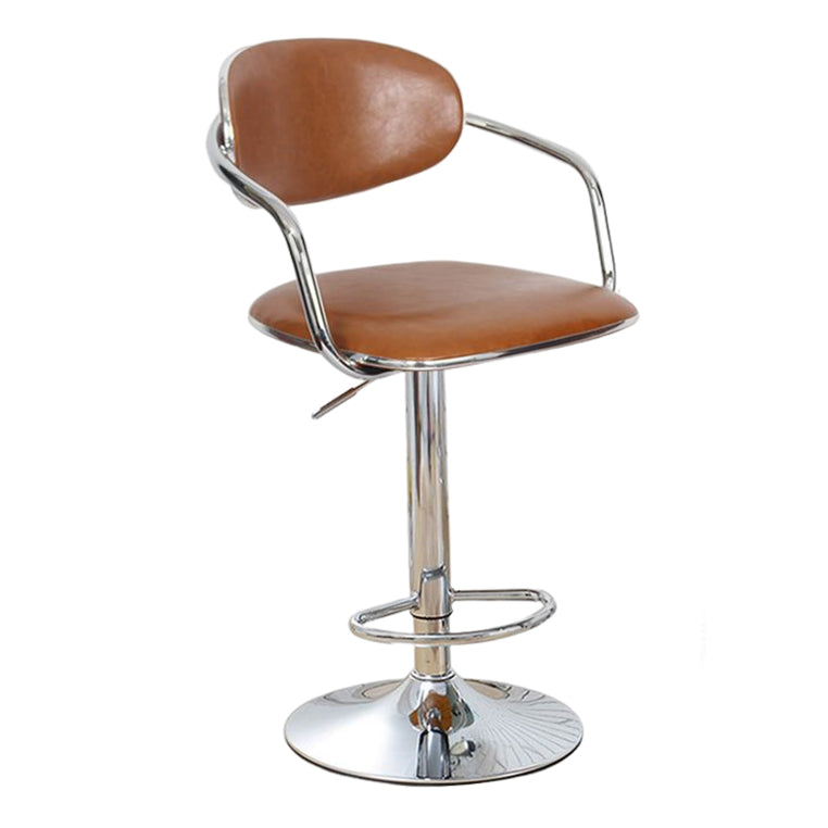 Modern Metal Low Back Bar Stool Armed Adjustable Swivel Bucket Counter Stool