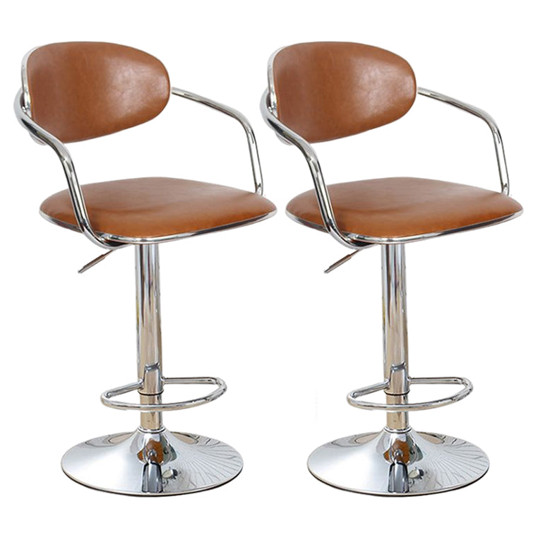 Modern Metal Low Back Bar Stool Armed Adjustable Swivel Bucket Counter Stool
