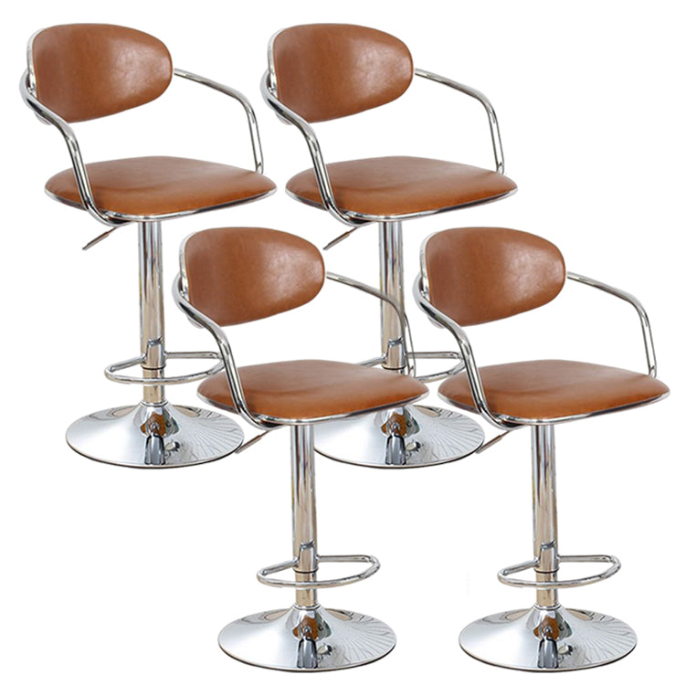 Modern Metal Low Back Bar Stool Armed Adjustable Swivel Bucket Counter Stool