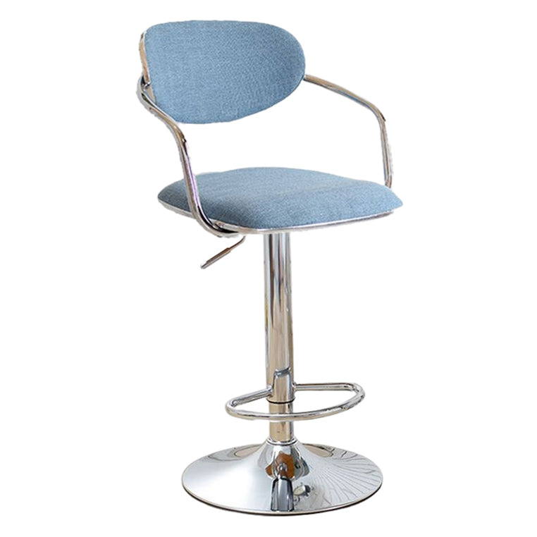 Modern Metal Low Back Bar Stool Armed Adjustable Swivel Bucket Counter Stool