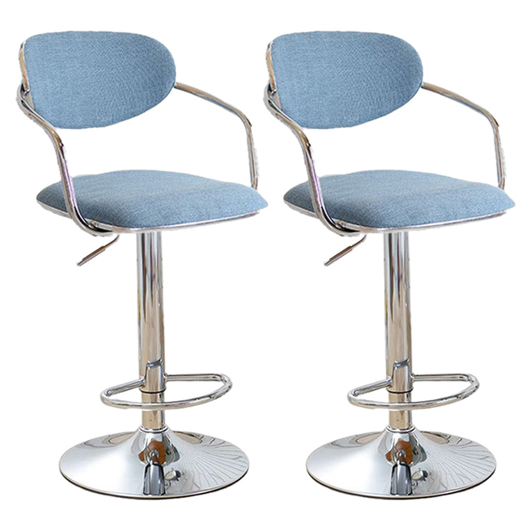 Modern Metal Low Back Bar Stool Armed Adjustable Swivel Bucket Counter Stool