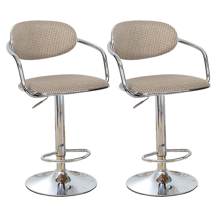 Modern Metal Low Back Bar Stool Armed Adjustable Swivel Bucket Counter Stool