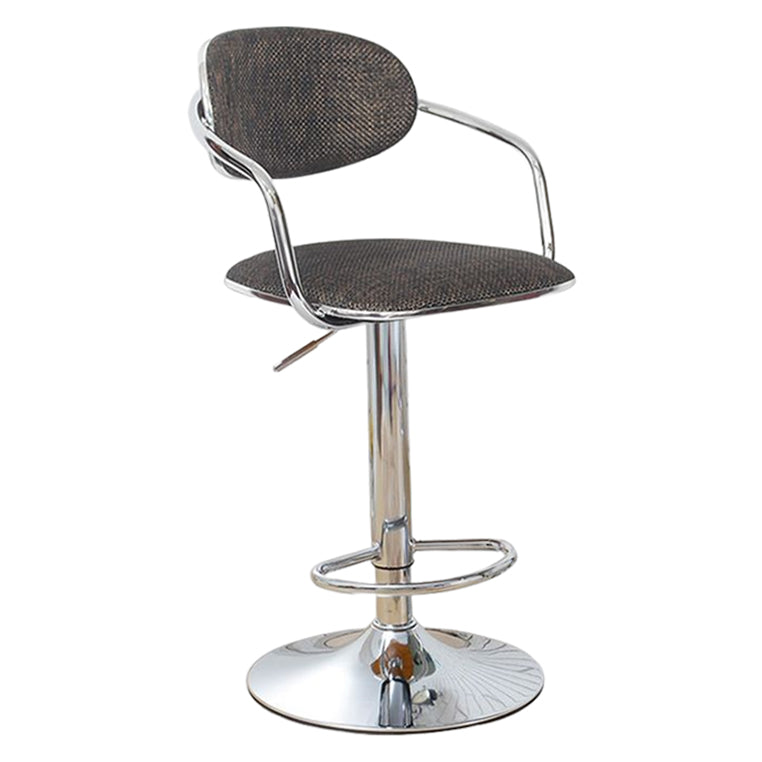 Modern Metal Low Back Bar Stool Armed Adjustable Swivel Bucket Counter Stool