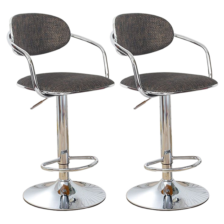 Modern Metal Low Back Bar Stool Armed Adjustable Swivel Bucket Counter Stool