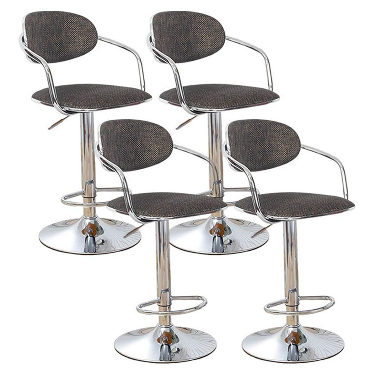 Modern Metal Low Back Bar Stool Armed Adjustable Swivel Bucket Counter Stool