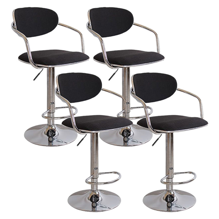 Modern Metal Low Back Bar Stool Armed Adjustable Swivel Bucket Counter Stool