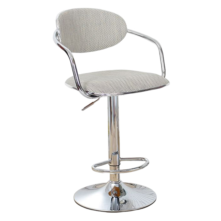 Modern Metal Low Back Bar Stool Armed Adjustable Swivel Bucket Counter Stool