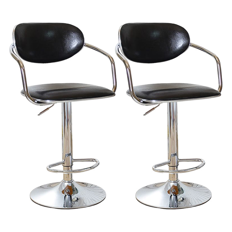 Modern Metal Low Back Bar Stool Armed Adjustable Swivel Bucket Counter Stool
