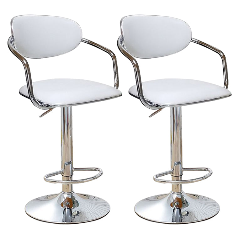 Modern Metal Low Back Bar Stool Armed Adjustable Swivel Bucket Counter Stool