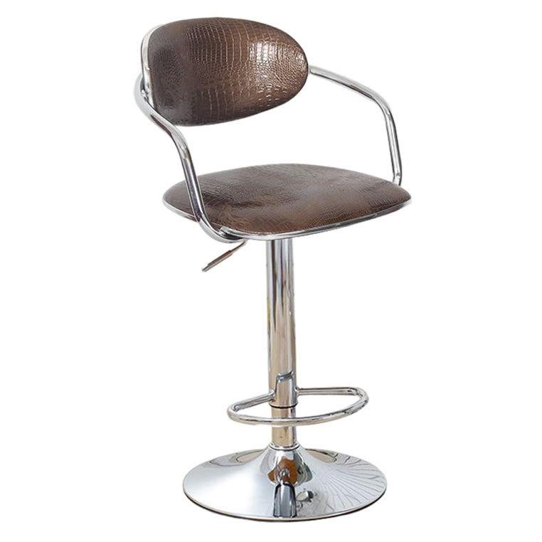 Modern Metal Low Back Bar Stool Armed Adjustable Swivel Bucket Counter Stool