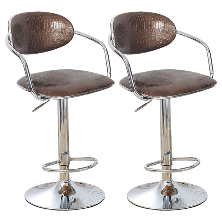 Modern Metal Low Back Bar Stool Armed Adjustable Swivel Bucket Counter Stool