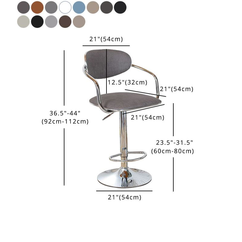 Modern Metal Low Back Bar Stool Armed Adjustable Swivel Bucket Counter Stool