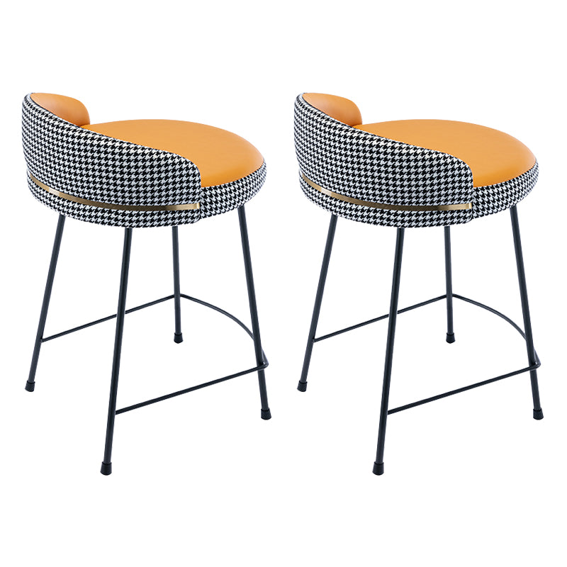 Taburete de bar moderno, taburete de bar de cuero sin brazos con reposapiés, base de metal