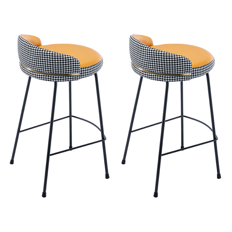 Taburete de bar moderno, taburete de bar de cuero sin brazos con reposapiés, base de metal