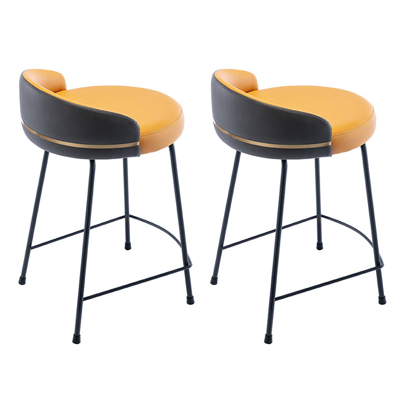 Taburete de bar moderno, taburete de bar de cuero sin brazos con reposapiés, base de metal