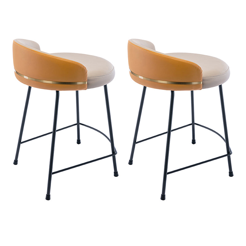 Taburete de bar moderno, taburete de bar de cuero sin brazos con reposapiés, base de metal