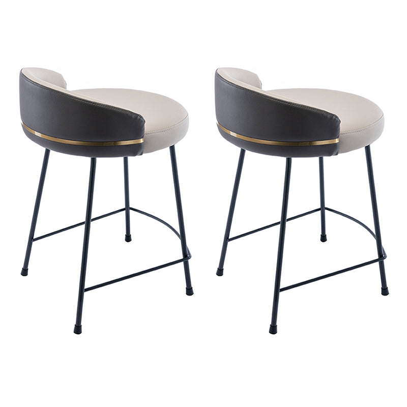 Taburete de bar moderno, taburete de bar de cuero sin brazos con reposapiés, base de metal