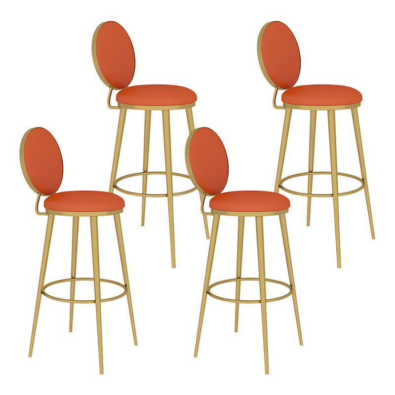 Glam Counter Bar Stool Backrest Leather Bar Stool with Footrest, Iron Base