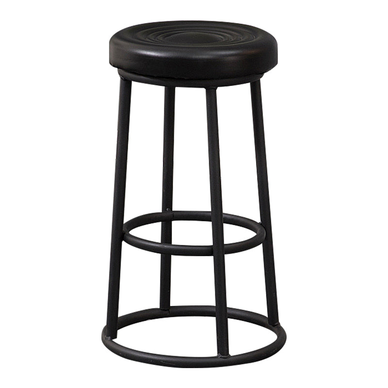 Modern Round Bar Stool Footrest Backless Counter and Bar Stool with Iron Legs