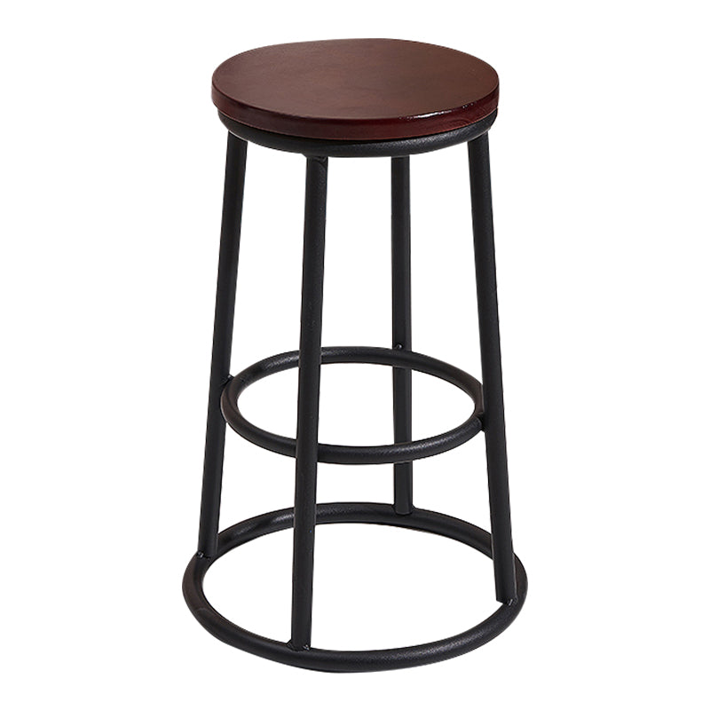 Modern Round Bar Stool Footrest Backless Counter and Bar Stool with Iron Legs