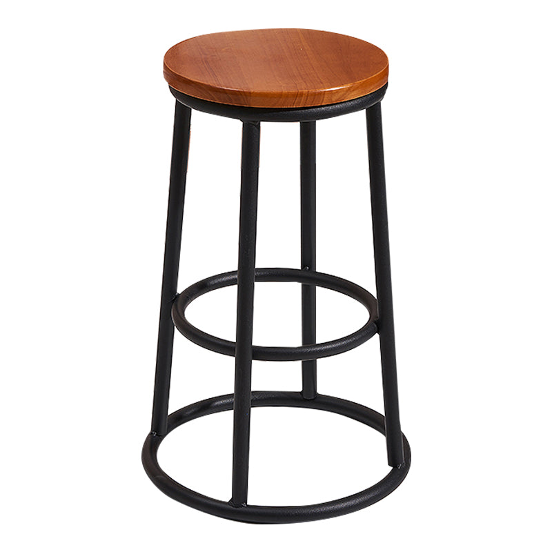 Modern Round Bar Stool Footrest Backless Counter and Bar Stool with Iron Legs