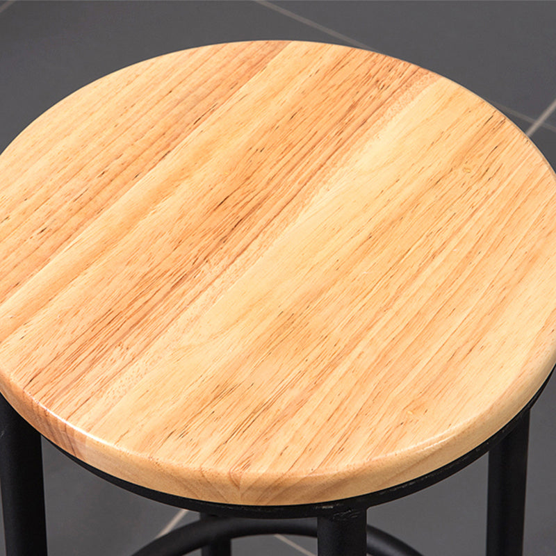 Modern Round Bar Stool Footrest Backless Counter and Bar Stool with Iron Legs