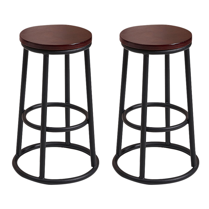 Modern Round Bar Stool Footrest Backless Counter and Bar Stool with Iron Legs